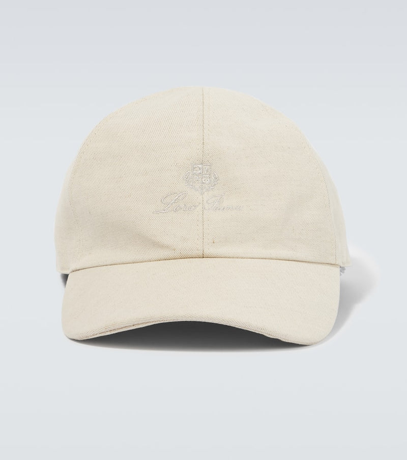 Loro Piana Logo cotton and linen baseball cap