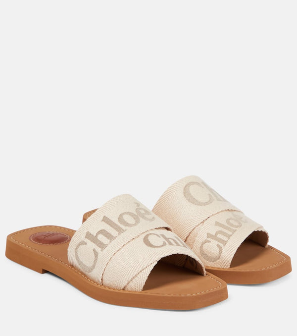 Chloé Woody canvas slides