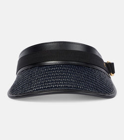 Tom Ford Raffia leather-trimmed visor