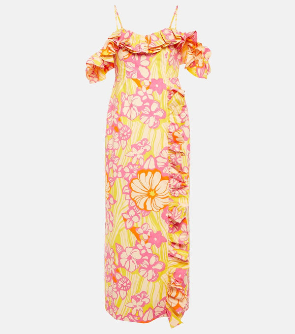 Alémais Fenella ruflled cotton midi dress