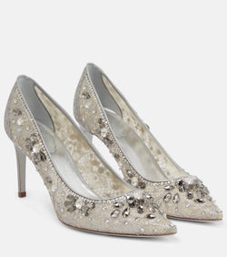 Rene Caovilla Embellished lace pumps