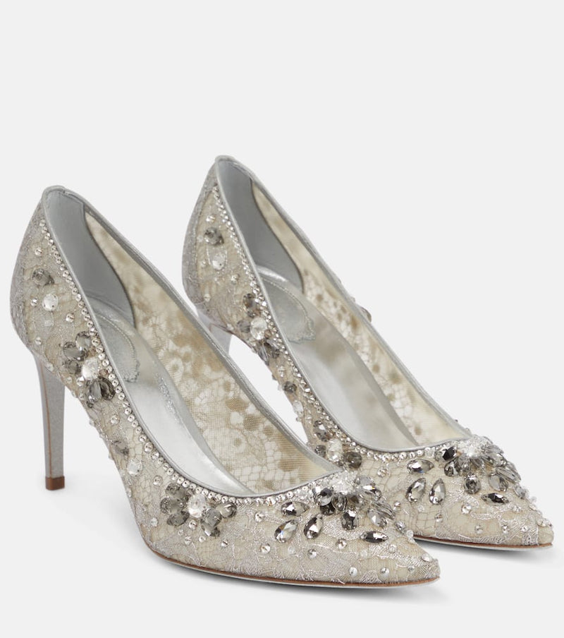 Rene Caovilla Embellished lace pumps