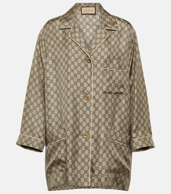 Gucci GG Supreme oversized silk shirt