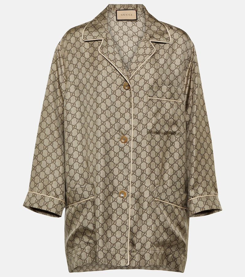 Gucci GG Supreme oversized silk shirt