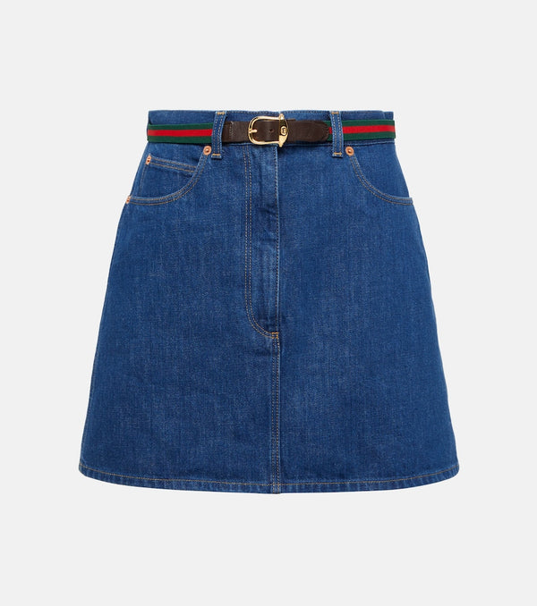 Gucci Web Stripe denim miniskirt