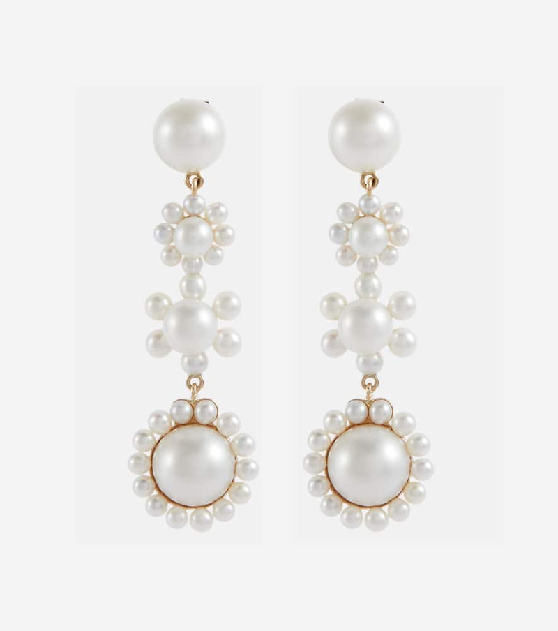 Sophie Bille Brahe Fleur Jeanne 14kt gold earrings with freshwater pearls