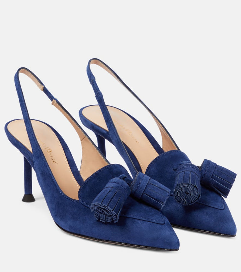 Gianvito Rossi Embellished suede slingback pumps