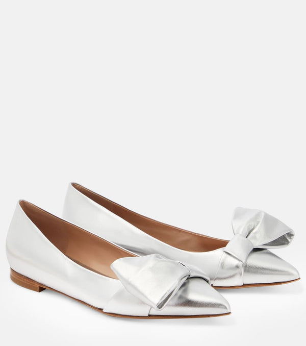 Gianvito Rossi Bow-embellished leather ballet flats