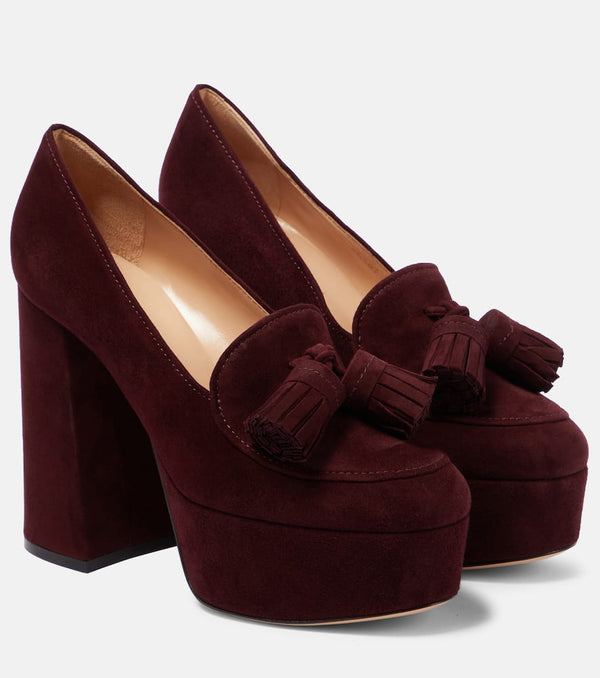 Gianvito Rossi Tassel-trimmed suede platform pumps