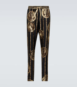 Dolce & Gabbana Printed Silk Straight Pants