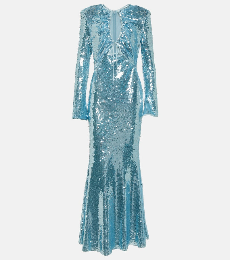 Self-Portrait Sequined cutout maxi dress