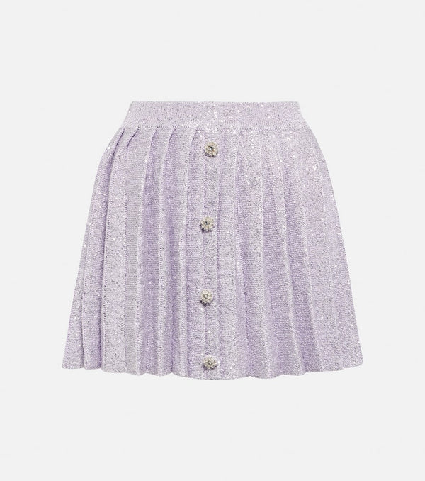 Self-Portrait Sequined pleated miniskirt