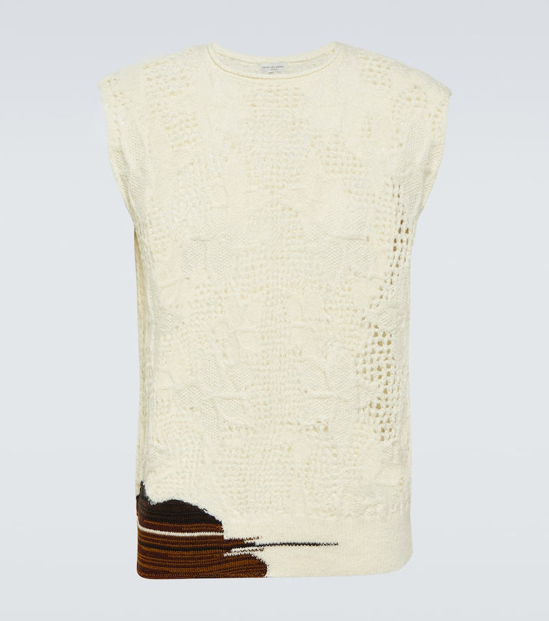 Dries Van Noten Floral crochet wool-blend top