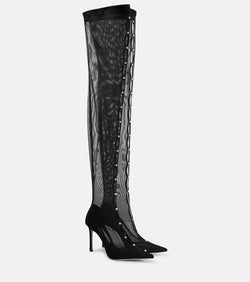 Jimmy Choo Psyche 95 mesh over-the-knee boots