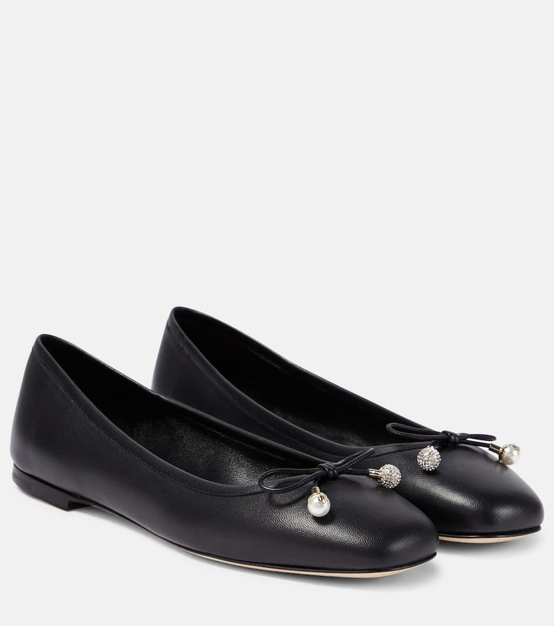 Jimmy Choo Elme embellished leather ballet flats