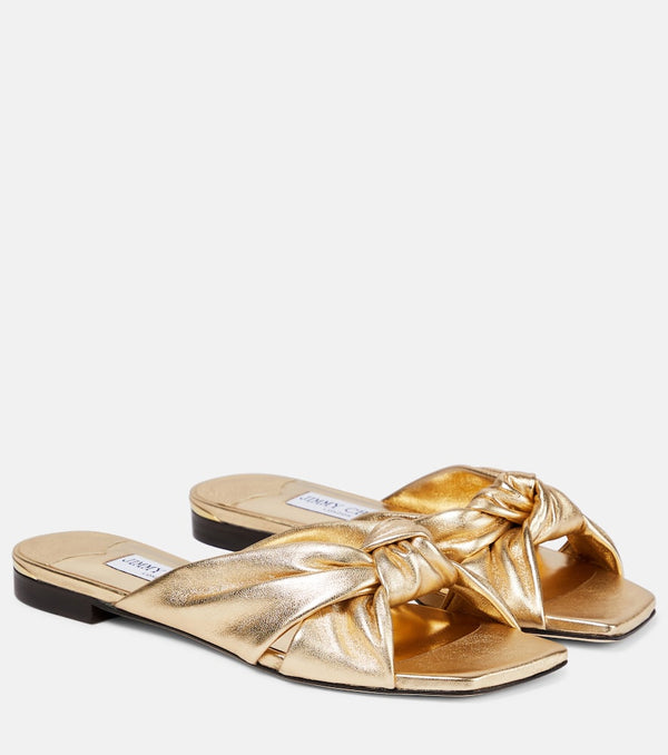 Jimmy Choo Avenue metallic leather slides