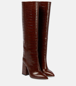 Paris Texas Anja croc-effect leather knee-high boots