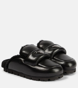 Prada Shearling-lined leather slides