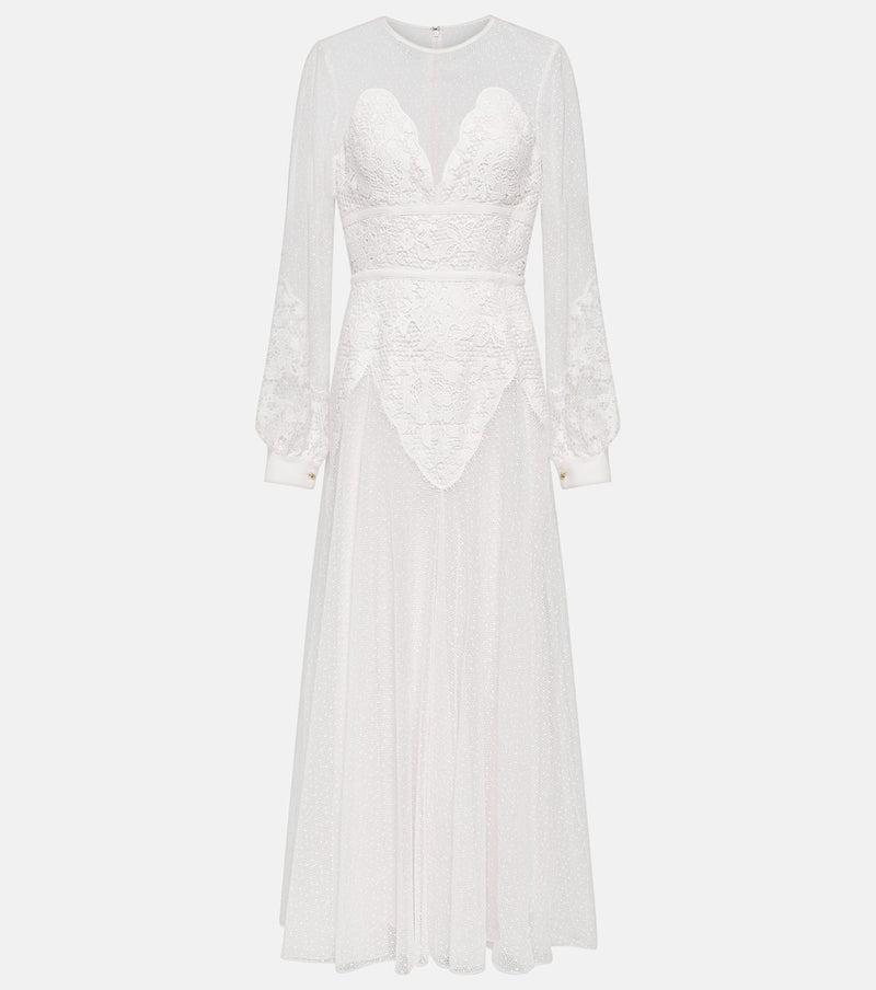 Elie Saab Lace-trimmed midi dress