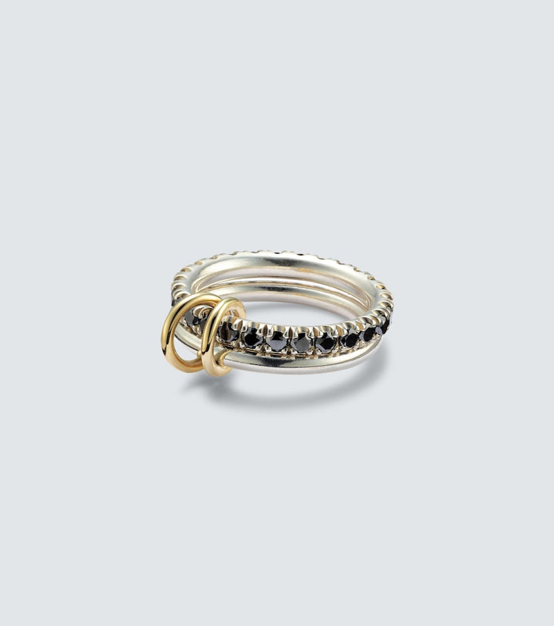 Spinelli Kilcollin Enzo sterling silver and 18kt gold ring with black diamonds