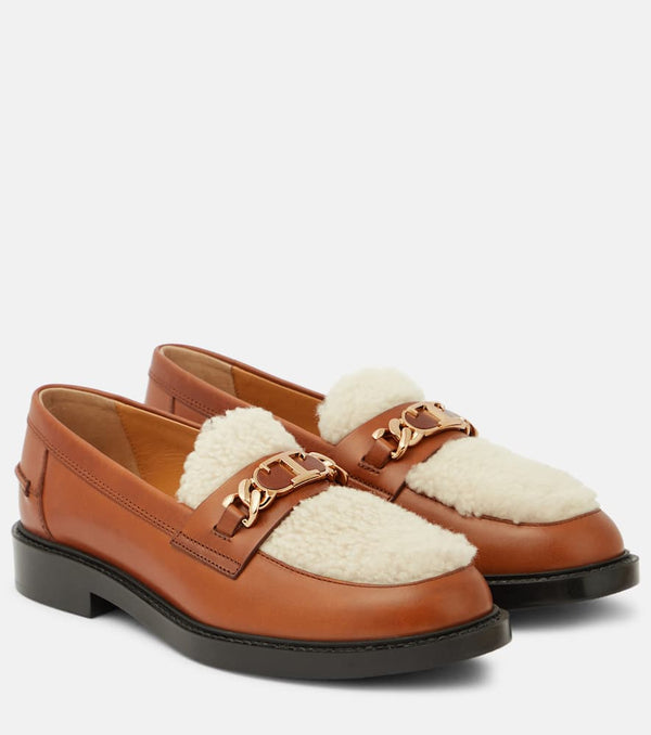 Tod's Leather and shearling loafers