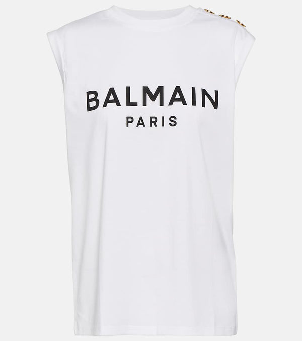 Balmain Logo cotton jersey tank top