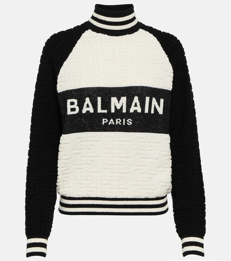 Balmain Monogram jacquard wool and cotton-blend sweater