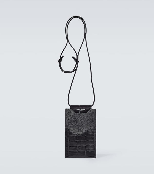 Maison Margiela Croc-effect leather phone pouch