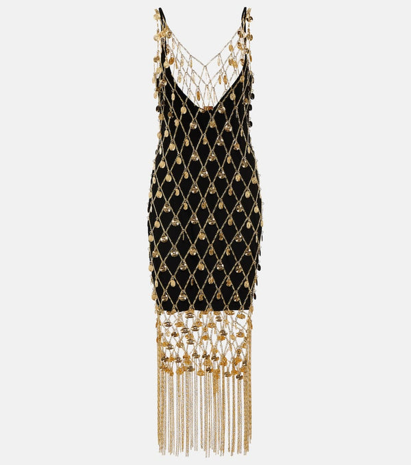 Rabanne Embellished brass chain midi dress