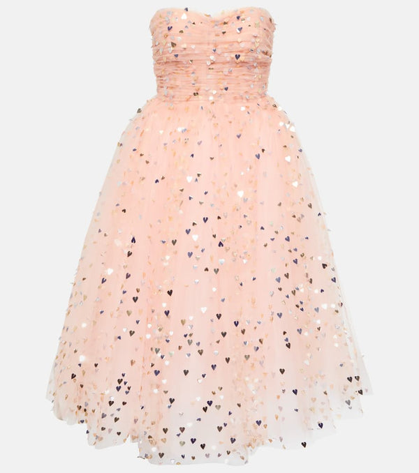 Carolina Herrera Sequined strapless tulle midi dress