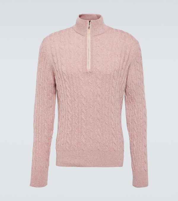 Loro Piana Cable-knit cashmere half-zip sweater