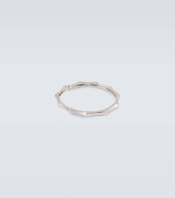 Rainbow K Bamboo 14kt white gold bangle with diamonds