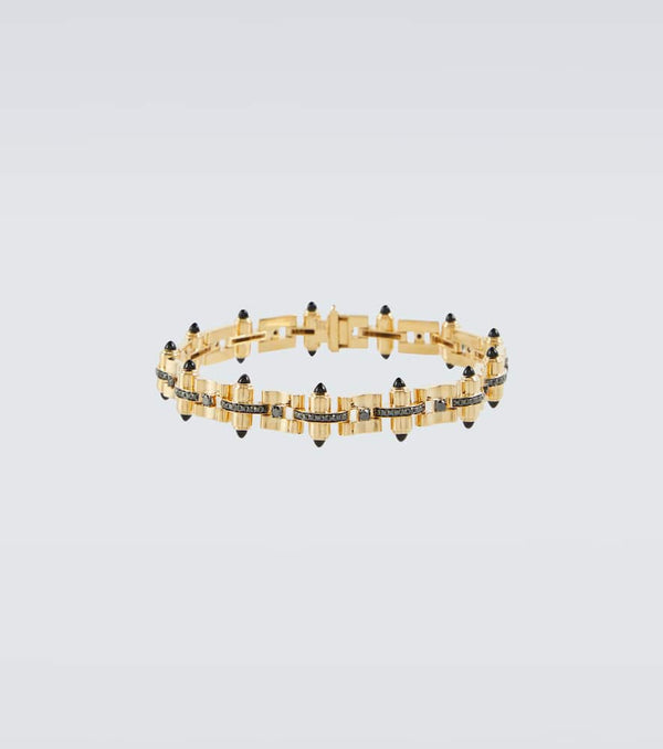 Rainbow K Celeste 14kt gold link bracelet with diamonds and onyx