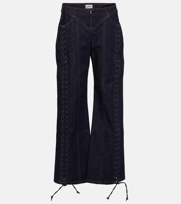 Jean Paul Gaultier Lace-up low-rise bootcut jeans