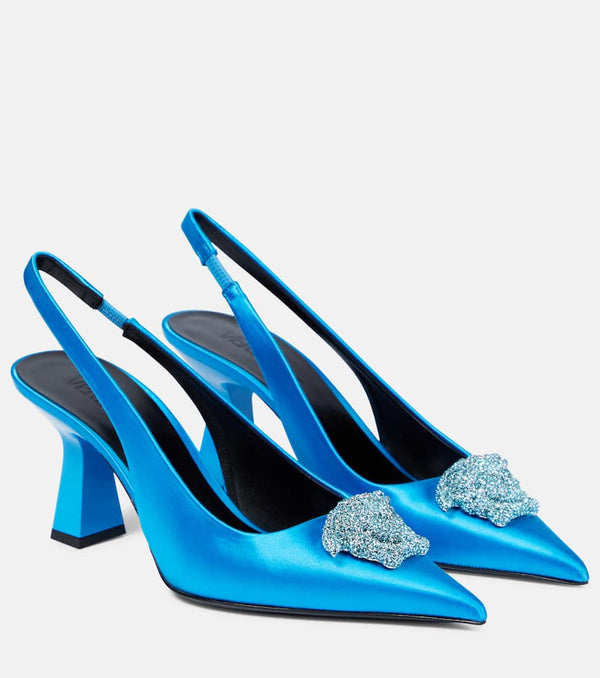 Versace La Medusa satin slingback pumps