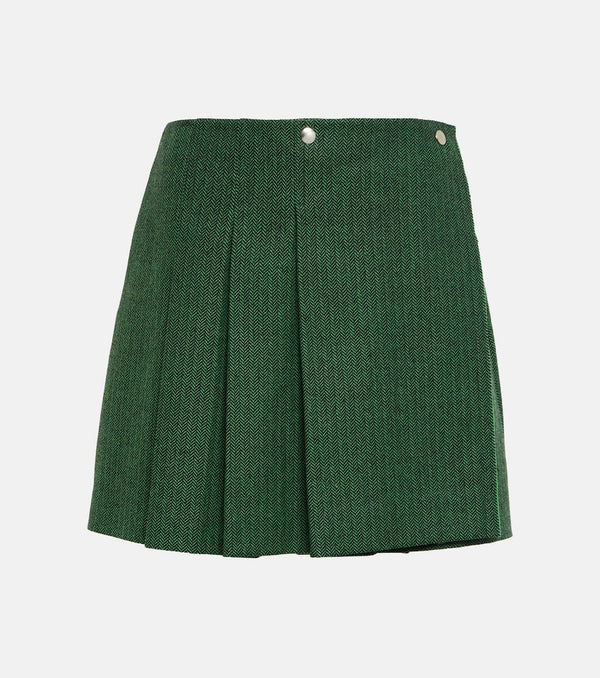 Plan C Pleated wool-blend miniskirt