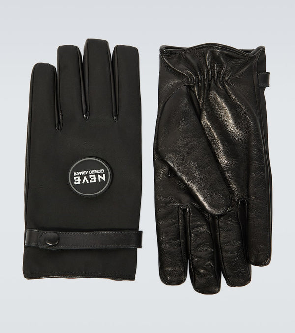 Giorgio Armani Neve leather and nylon gloves