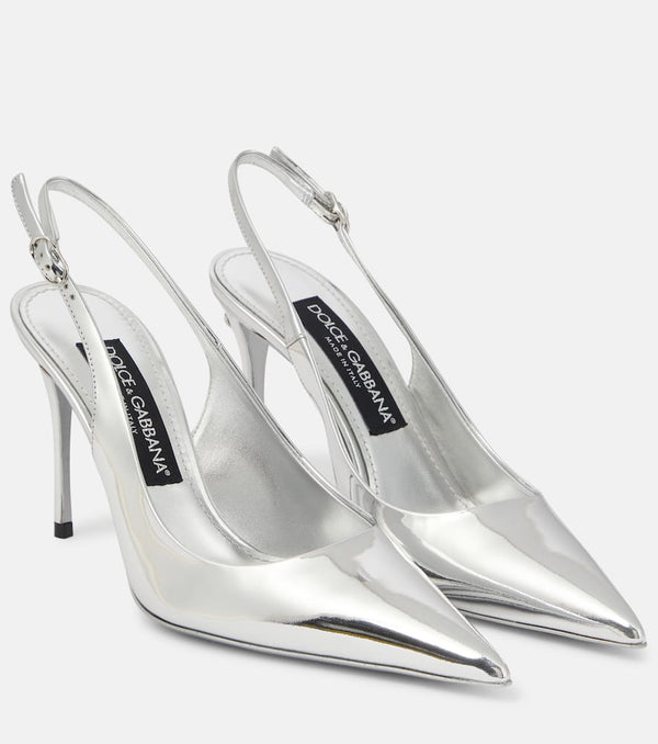 Dolce & Gabbana Lollo mirrored leather slingback pumps