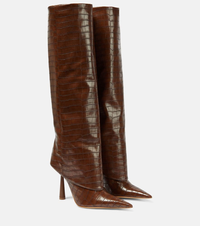 Gia Borghini Rosie 31 croc-effect knee-high boots