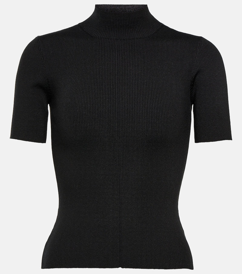 Oscar de la Renta Ribbed-knit silk-blend top
