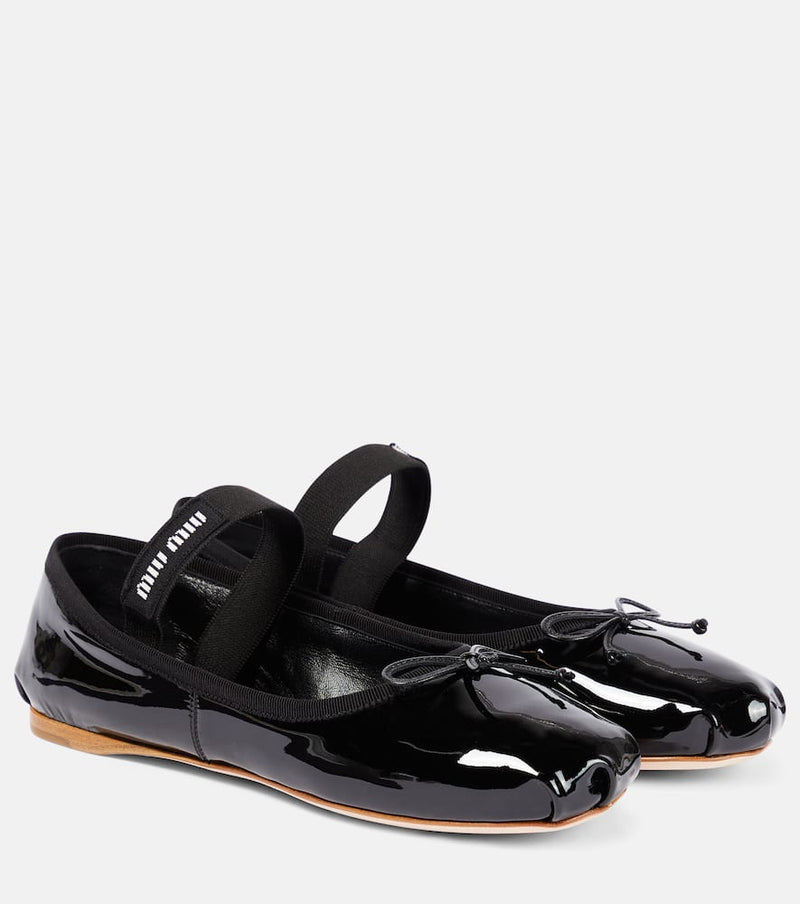 Miu Miu Logo patent leather ballet flats