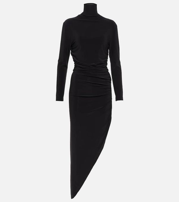 Norma Kamali Turtleneck draped jersey maxi dress