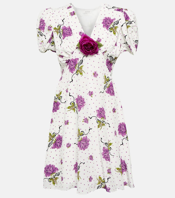 Rodarte Floral Applique silk minidress