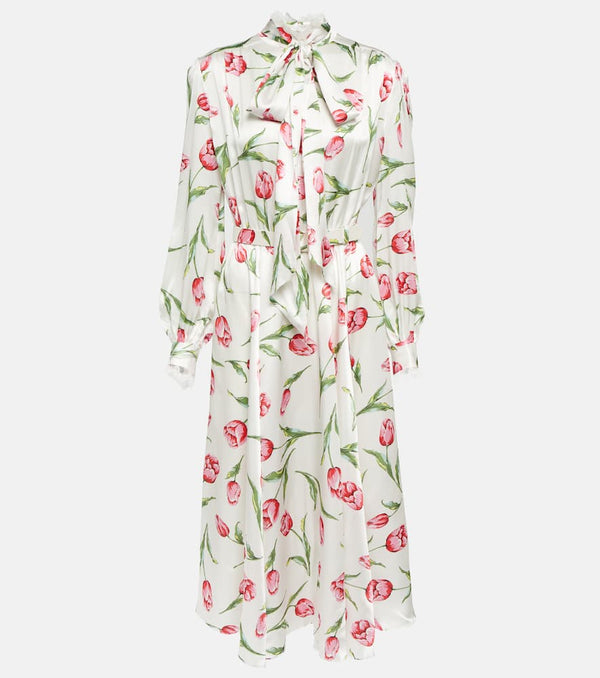 Rodarte Floral belted silk midi dress