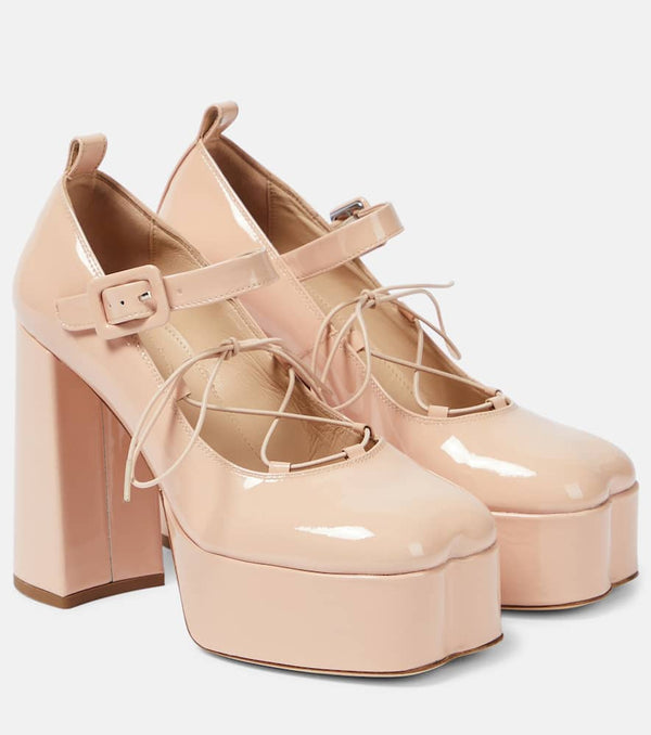 Simone Rocha Patent leather lace-up platform pumps