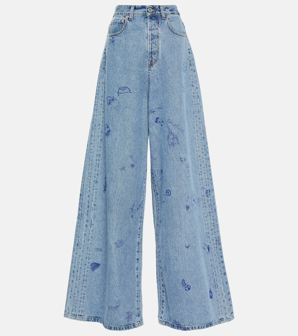 Vetements Printed low-rise wide-leg jeans