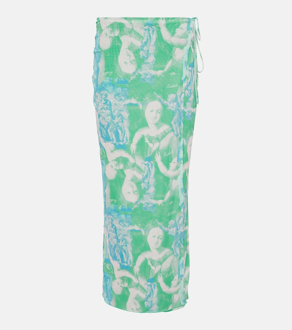 Rotate Printed mesh wrap skirt