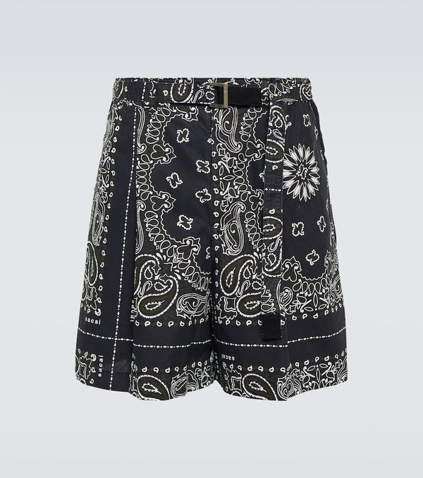 Sacai Bandana cotton poplin shorts