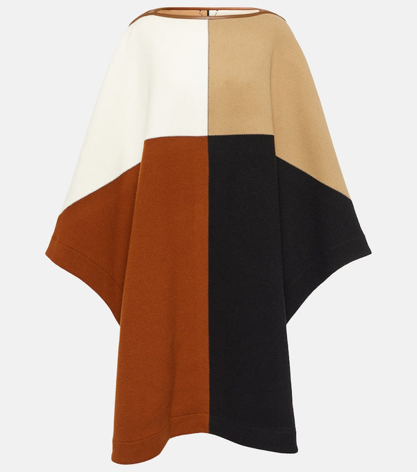 Chloé Colorblocked wool-blend cape