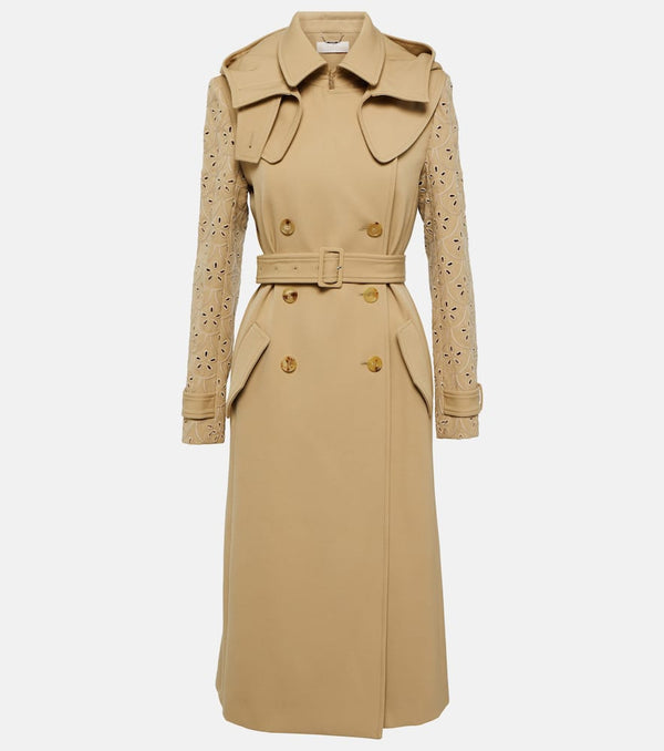 Chloé Broderie anglaise virgin wool trench coat